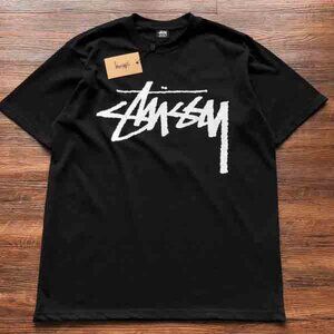 Men's Stussy Logo Printed Black Short Sleeves